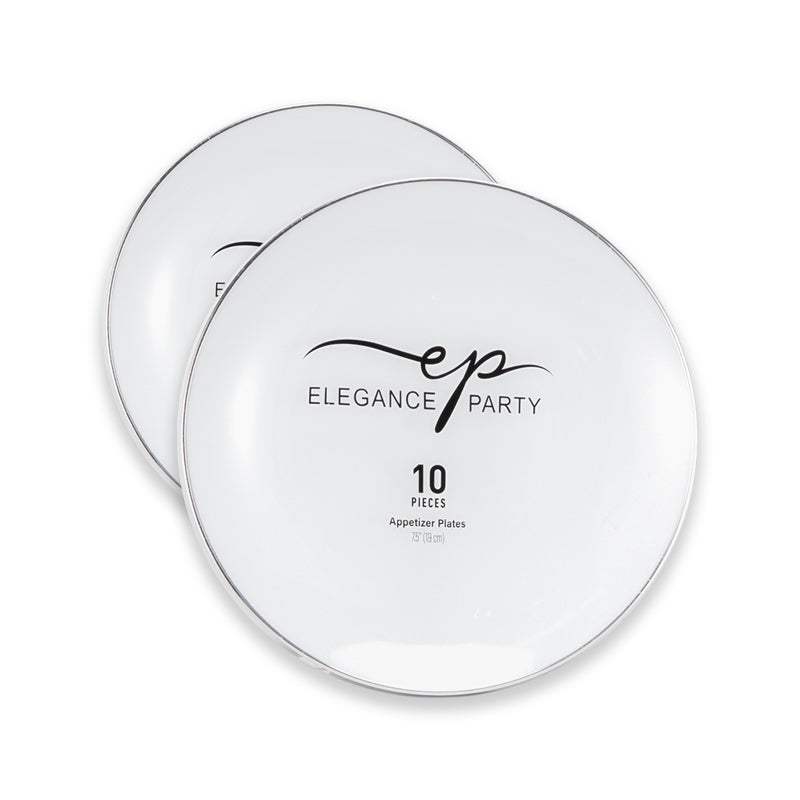 10 Pack Dinner Plates Curve - White Silver