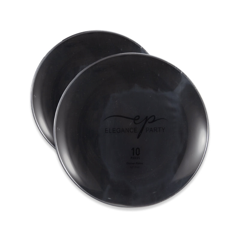10 Pack Dinner Plates Curve - Black Silver