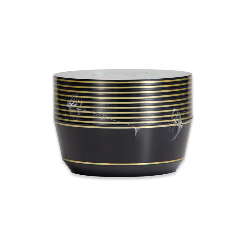 10 Pack Soup Bowls 14oz - Black with Gold Rim