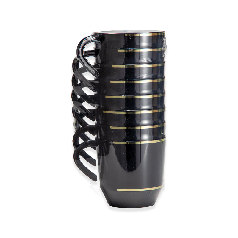 EP 8PK 12.5oz Tea Cup Black+Gold