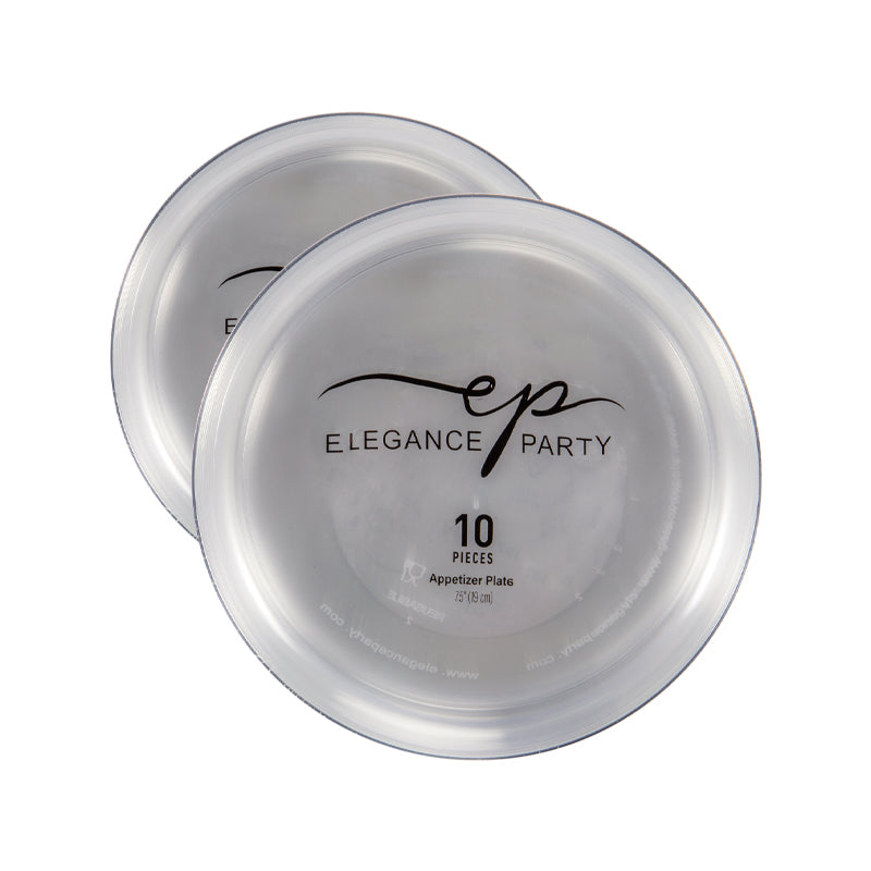 10 Pack Dinner Plates Edge - Clear with Silver Rim