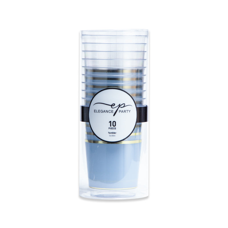 10 Pack Tumblers 12oz - Clear with Gold Rim