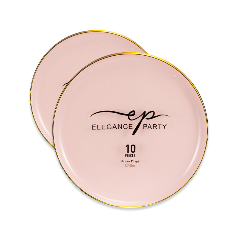 10 Pack Dinner Plates Edge - Blush Gold