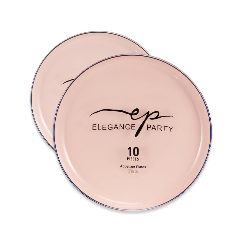 10 Pack Dinner Plates Edge - Blush Silver
