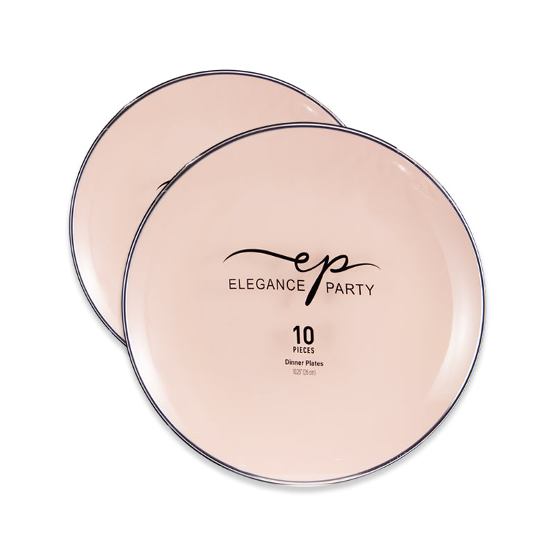 10 Pack Dinner Plates Curve - Blush Silver