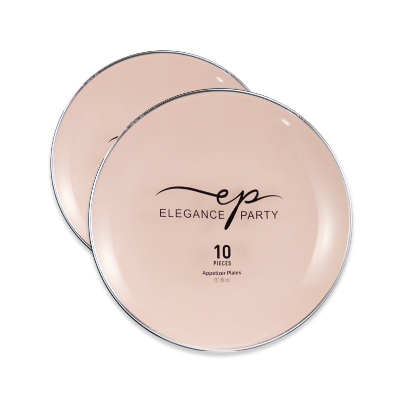 10 Pack Dinner Plates Curve - Blush Silver