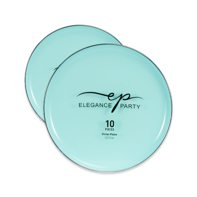 10 Pack Dinner Plates Edge - Mint Silver