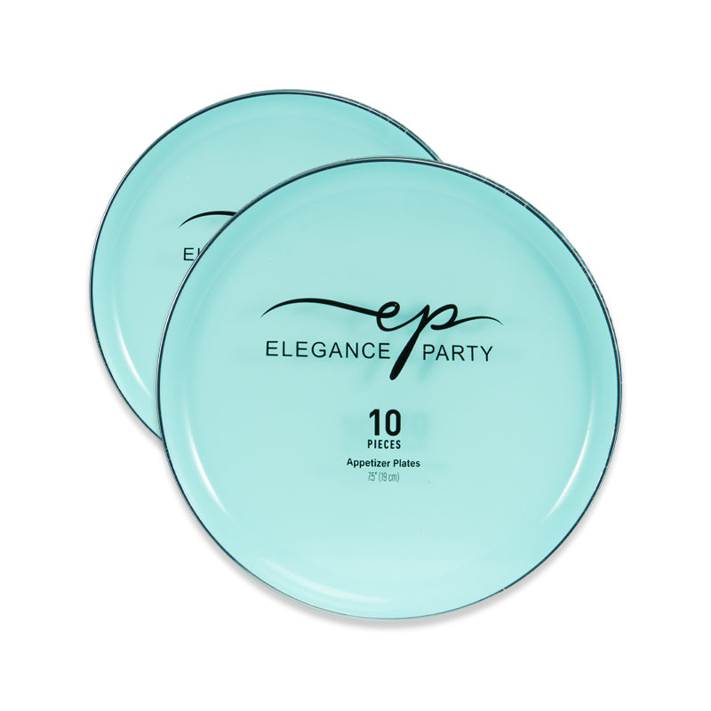 10 Pack Dinner Plates Edge - Mint Silver