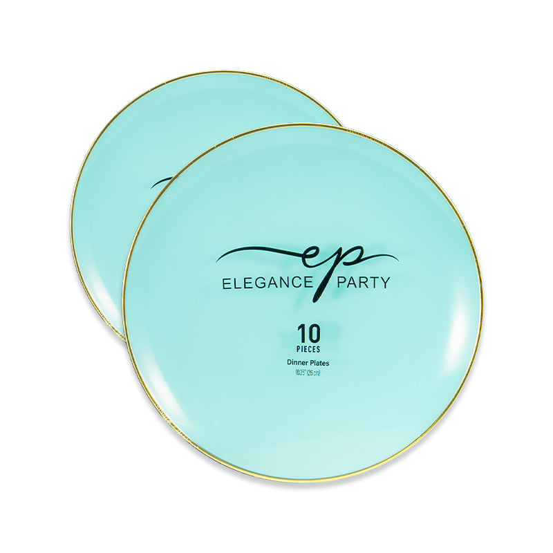 10 Pack Dinner Plates Curve - Mint Gold