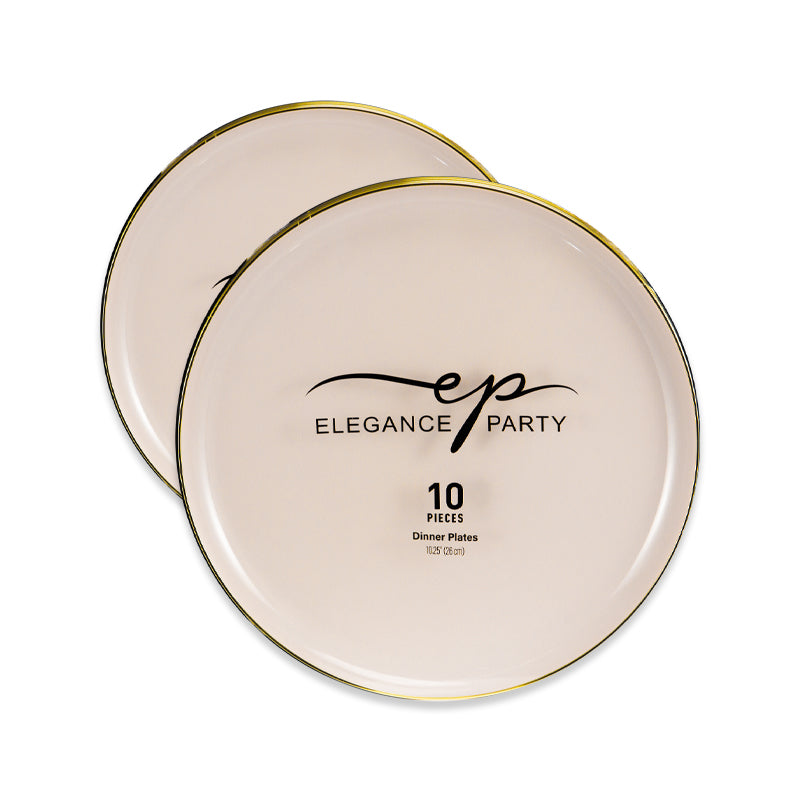 10 Pack Dinner Plates Edge - Linen Gold