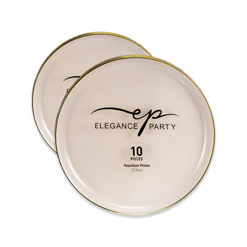 10 Pack Dinner Plates Edge - Linen Gold