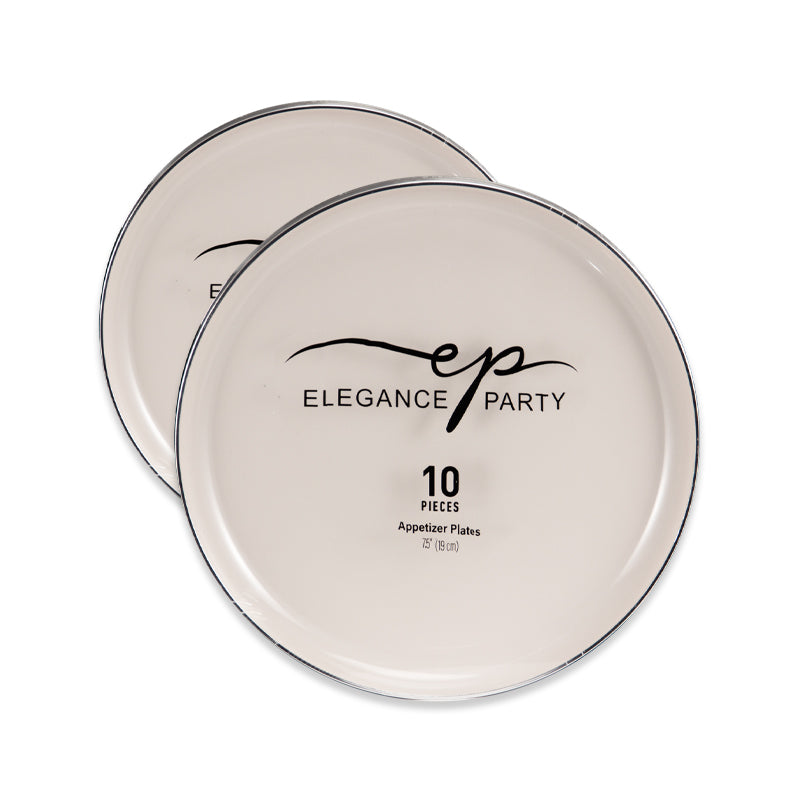 10 Pack Dinner Plates Edge - Linen Silver