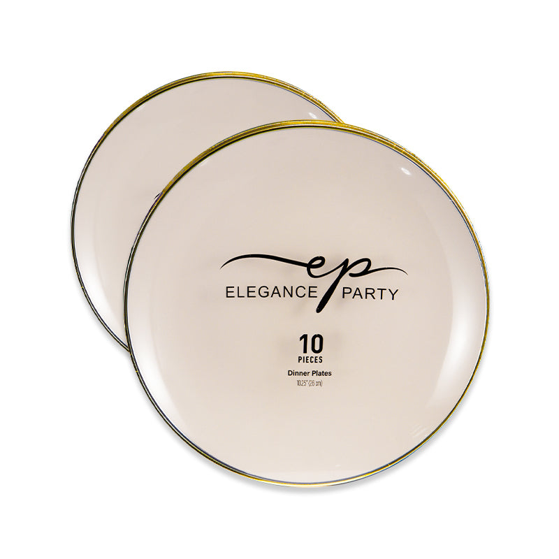 10 Pack Dinner Plates Curve - Linen Gold