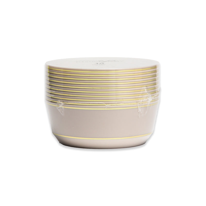 10 Pack Soup Bowls 14oz - Linen with Gold Rim
