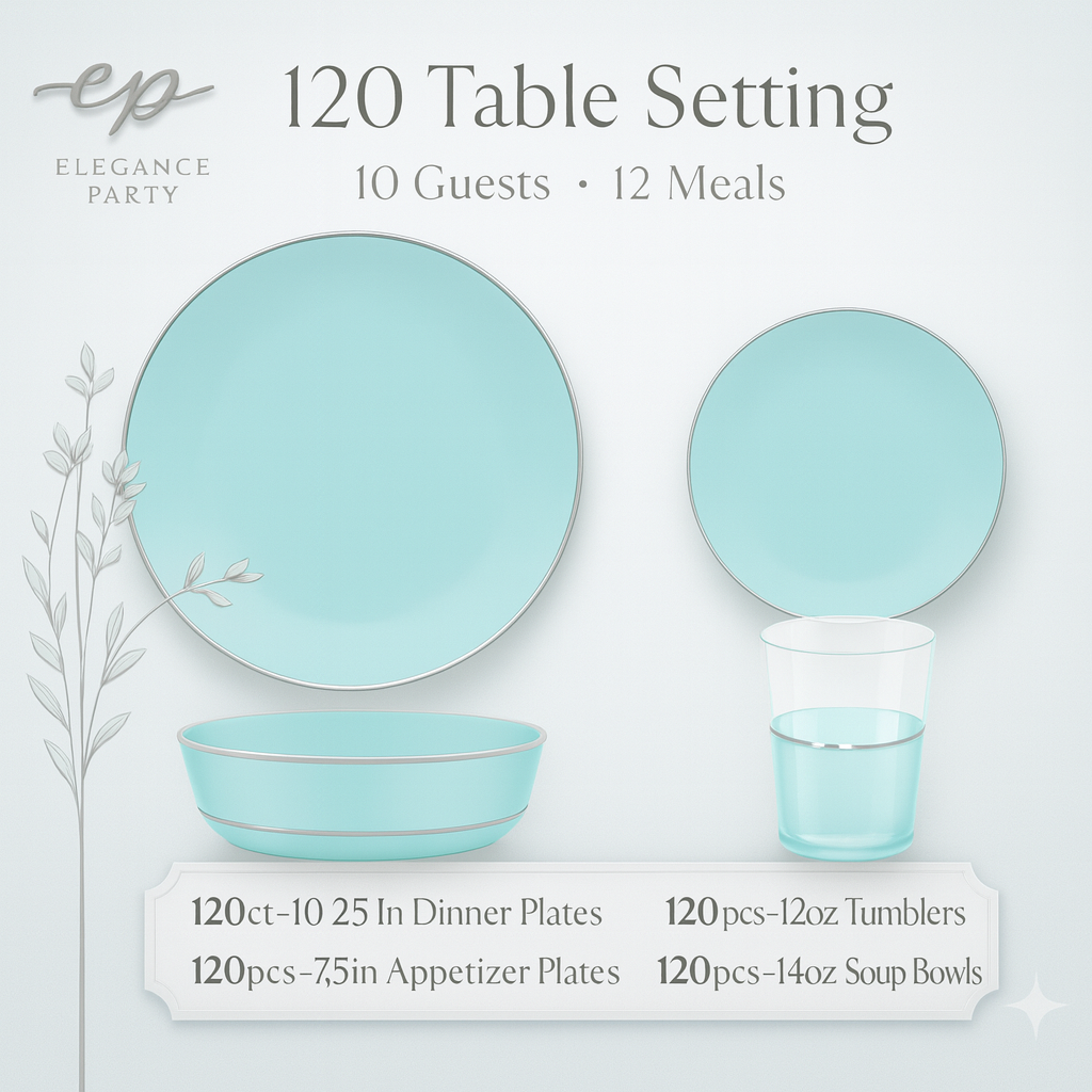 Mint Elegance Full Dinnerware Bundle – Complete Set for 10 Guests