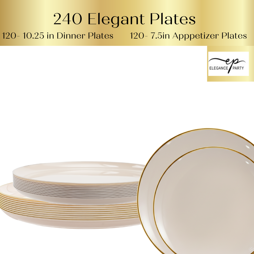 Bulk Case Value Pack – Linen Plates Bundle – 240 Total (120 Dinner + 120 Salad/Dessert)