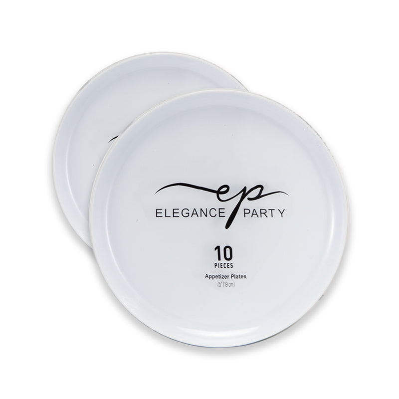 Elegance Party Premium Edge 10.25” Disposable Dinner Plate – White with Gold Rim | Heavy-Duty Elegant Plastic Plates for Parties, Catering & Weddings | 10 Pack (12 Sets)