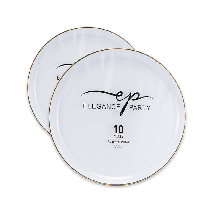 Bulk Case Value Pack – 120 Units – 7.5" Edge Design Dinner Plates – White with Gold Rim