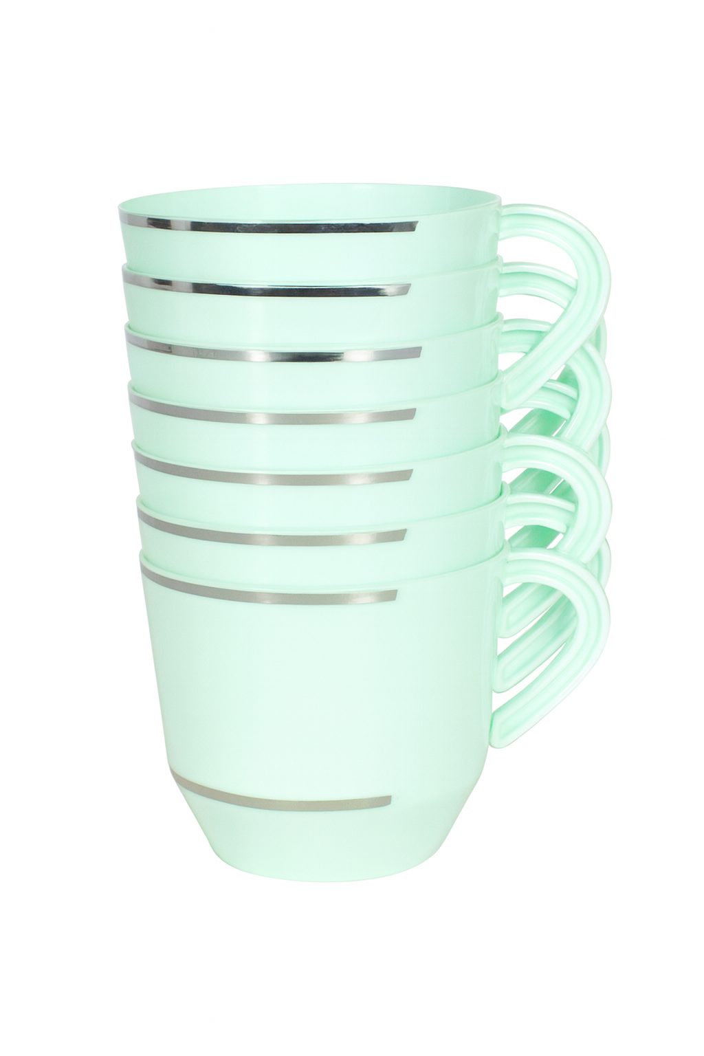 12.5oz Tea Cups – 96 Count (12 Packs of 8) – Mint with Elegant Gold/Silver Rim