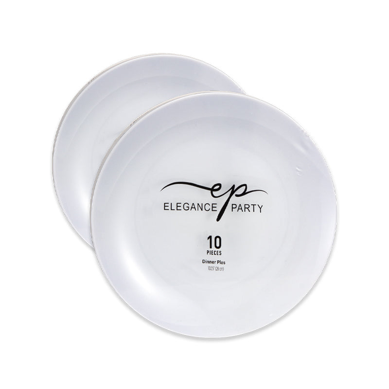 Elegance Party Premium Curve 10.25” Disposable Dinner Plate – White | Heavy-Duty Elegant Plastic Plates for Parties, Catering & Weddings | 10 Pack (12 Sets)