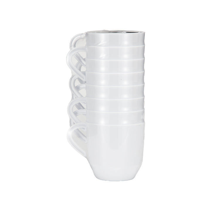 12.5oz Tea Cups – 96 Count (12 Packs of 8) – White-Gold/Silver/Rim Options