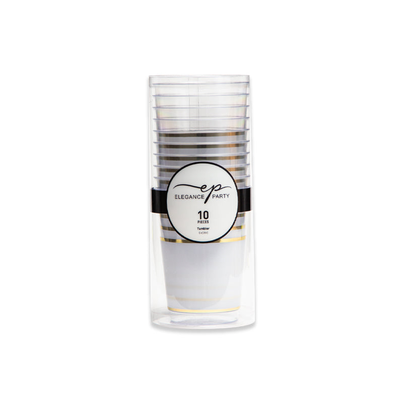 EP 10PK 12oz Tumbler Clear+Gold+White