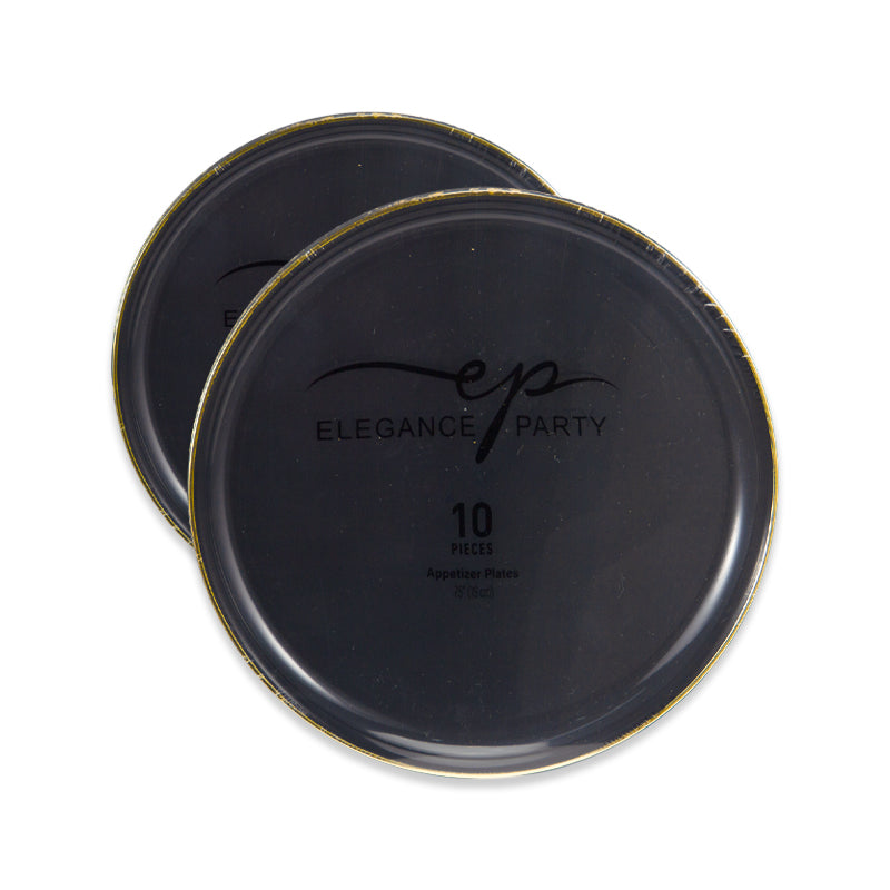 Elegance Party Premium Edge 7.5” Disposable Dinner Plate – White with Gold Rim | Heavy-Duty Elegant Plastic Plates for Parties, Catering & Weddings | 10 Pack (12 Sets)