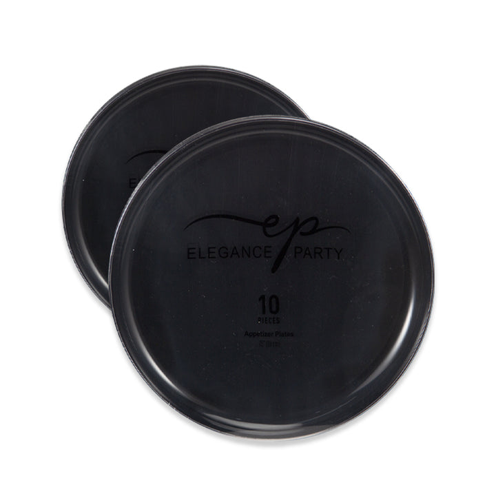 7.5" Appetizer/Dessert Plates – 120 Count (12 Packs of 10) – Black with Elegant Gold/Silver Rim