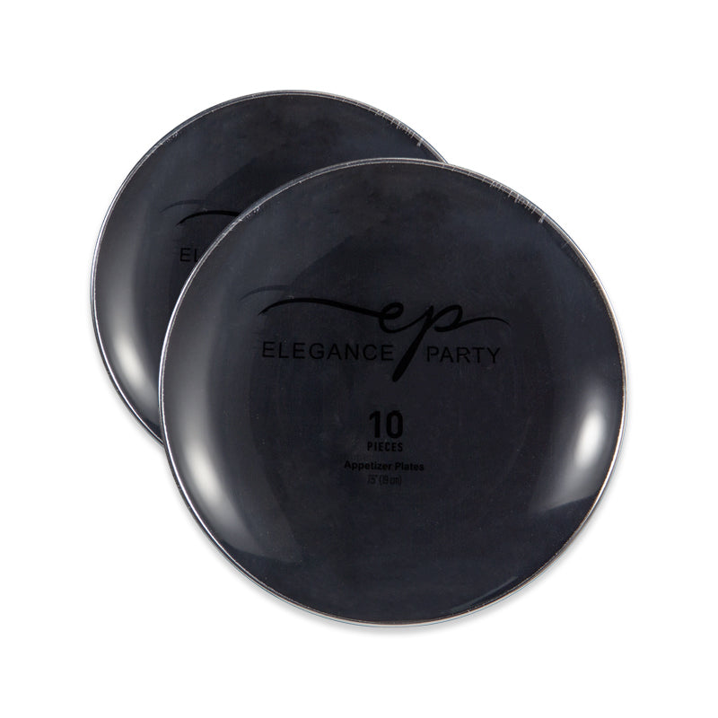10 Pack Dinner Plates  Curve - Black Silver