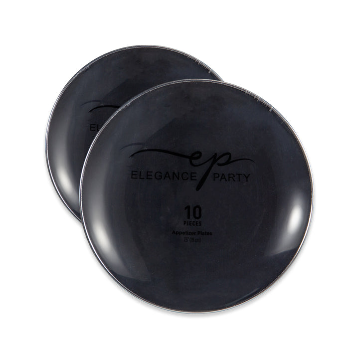 10 Pack Dinner Plates  Curve - Black Silver
