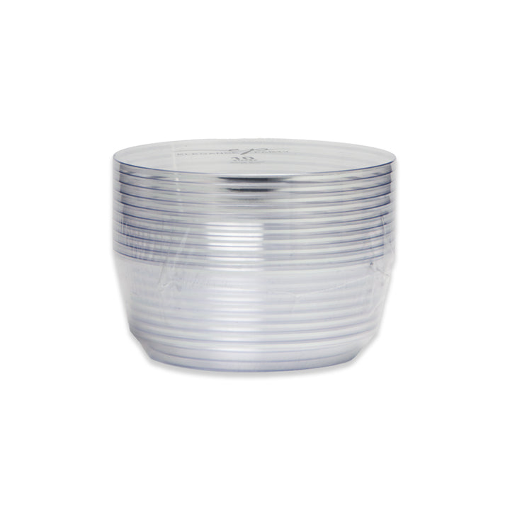 14oz Soup Bowls – 120 Count (12 Packs of 10) – Clear with Elegant Gold/Silver Rim