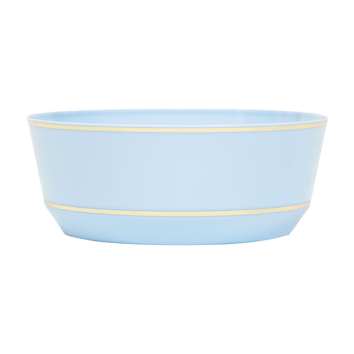14oz Soup Bowls – 120 Count (12 Packs of 10) – Blue with Elegant Gold/Silver Rim