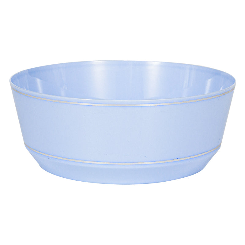 14oz Soup Bowls – 120 Count (12 Packs of 10) – Blue with Elegant Gold/Silver Rim