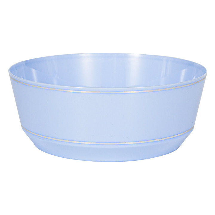 14oz Soup Bowls – 120 Count (12 Packs of 10) – Blue with Elegant Gold/Silver Rim