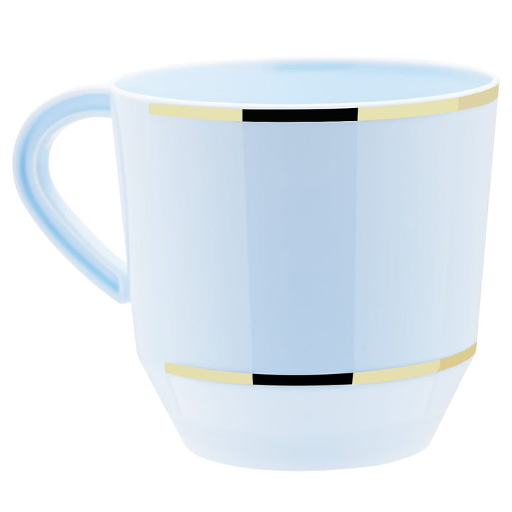 12.5oz Tea Cups – 96 Count (12 Packs of 8) – Blue with Elegant Gold/Silver Rim