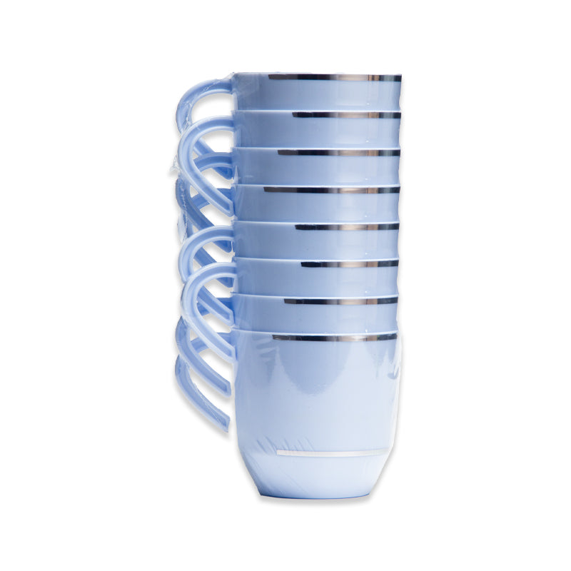 EP 8PK 12.5oz Tea Cup Ice Blue+Silver