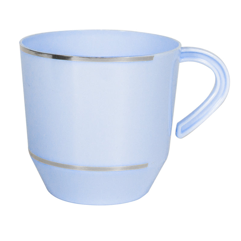12.5oz Tea Cups – 96 Count (12 Packs of 8) – Blue with Elegant Gold/Silver Rim