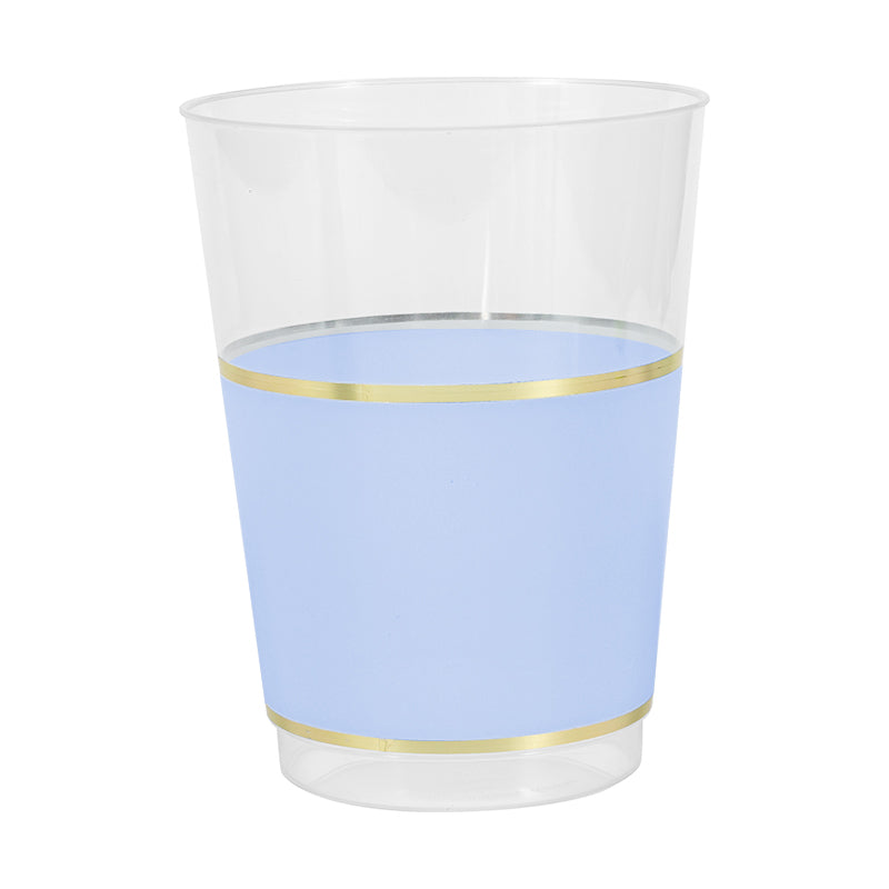 12oz Tumblers – 120 Count (12 Packs of 10) – Clear with Elegant Gold/Silver Rim