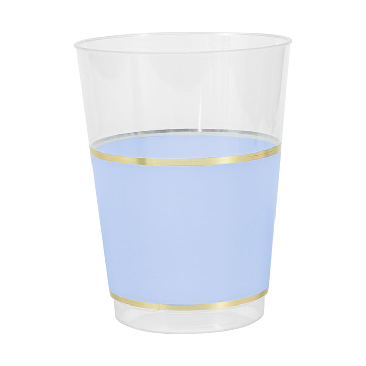 12oz Tumblers – 120 Count (12 Packs of 10) – Clear with Elegant Gold/Silver Rim