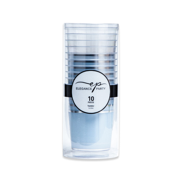 10 Pack Tumblers 12oz - Clear with Silver Rim