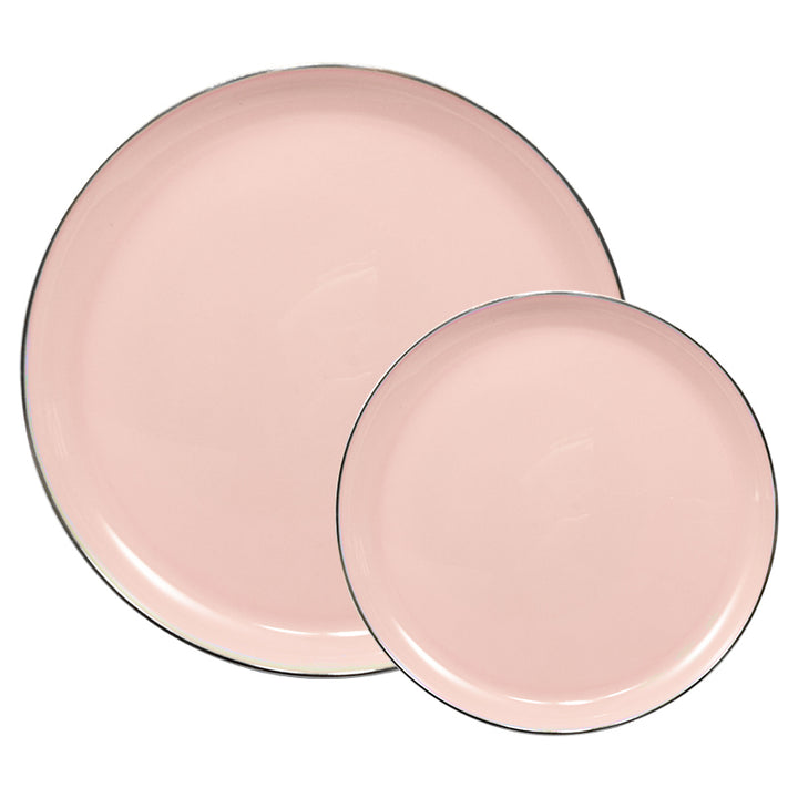 10.25" Dinner Plates – 120 Count (12 Packs of 10) – Blush with Elegant Gold/Silver Rim