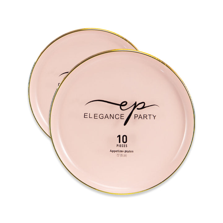 10 Pack Dinner Plates  Edge - Blush Gold