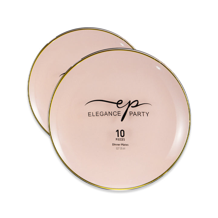 10 Pack Dinner Plates  Curve - Blush Gold