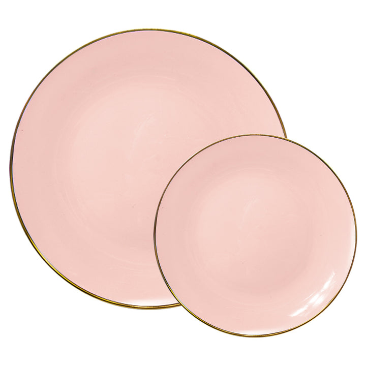 7.5" Appetizer/Dessert Plates – 120 Count (12 Packs of 10) – Blush with Elegant Gold/Silver Rim