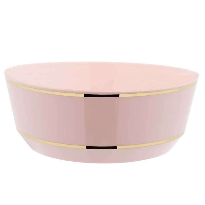 14oz Soup Bowls – 120 Count (12 Packs of 10) – Blush with Elegant Gold/Silver Rim