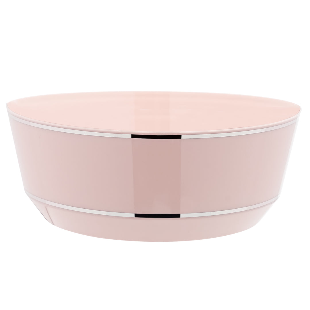14oz Soup Bowls – 120 Count (12 Packs of 10) – Blush with Elegant Gold/Silver Rim