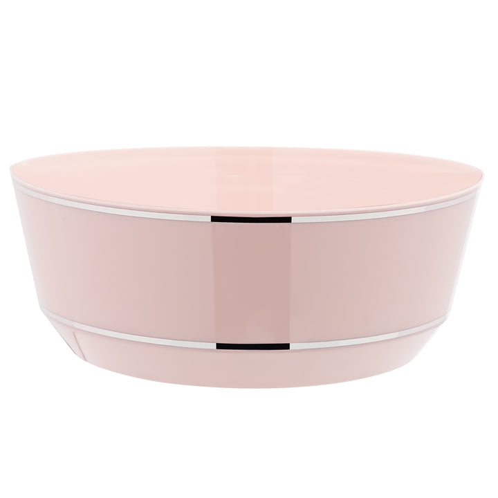 14oz Soup Bowls – 120 Count (12 Packs of 10) – Blush with Elegant Gold/Silver Rim