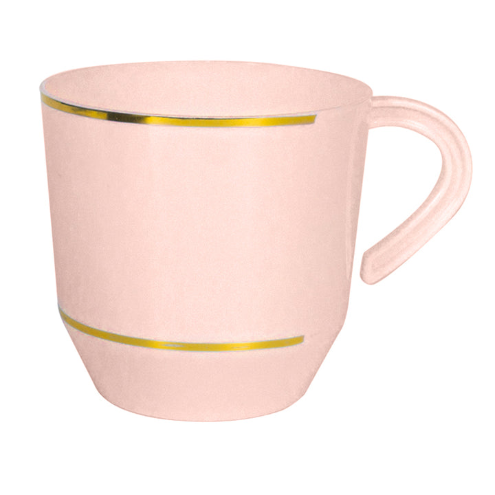 12.5oz Tea Cups – 96 Count (12 Packs of 8) – Blush with Elegant Gold/Silver Rim