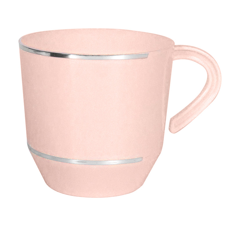 12.5oz Tea Cups – 96 Count (12 Packs of 8) – Blush with Elegant Gold/Silver Rim