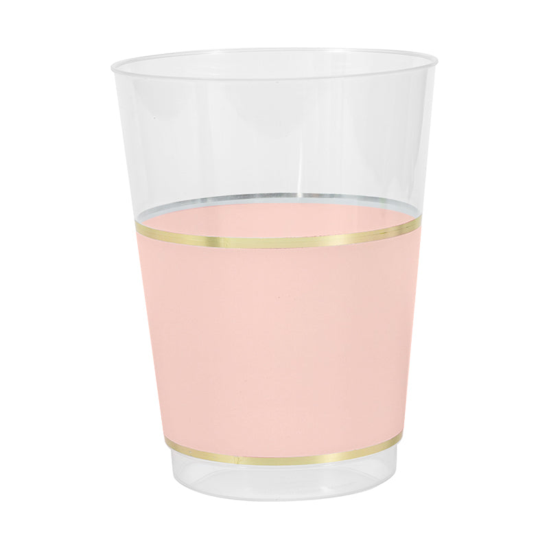 12oz Tumblers – 120 Count (12 Packs of 10) – Clear with Elegant Gold/Silver Rim